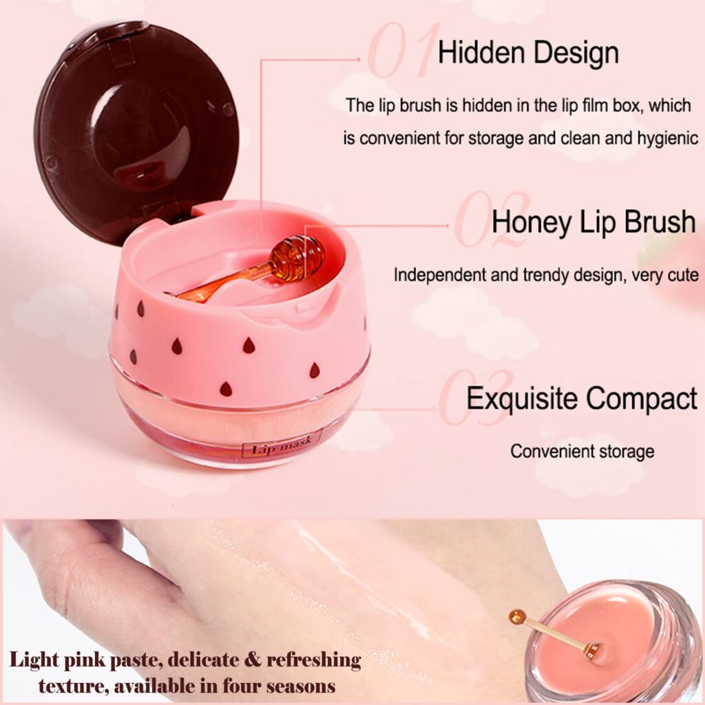 2 PCS Bee Balm Lip Balm Honey Pot, Honey Strawberry Lip Mask Propolis Moisturizing Lip Balm with Stick - Hydrating Prevention Dry and Cracked Lip Scrubs Exfoliato Lip Wrinkle Skin Care Products