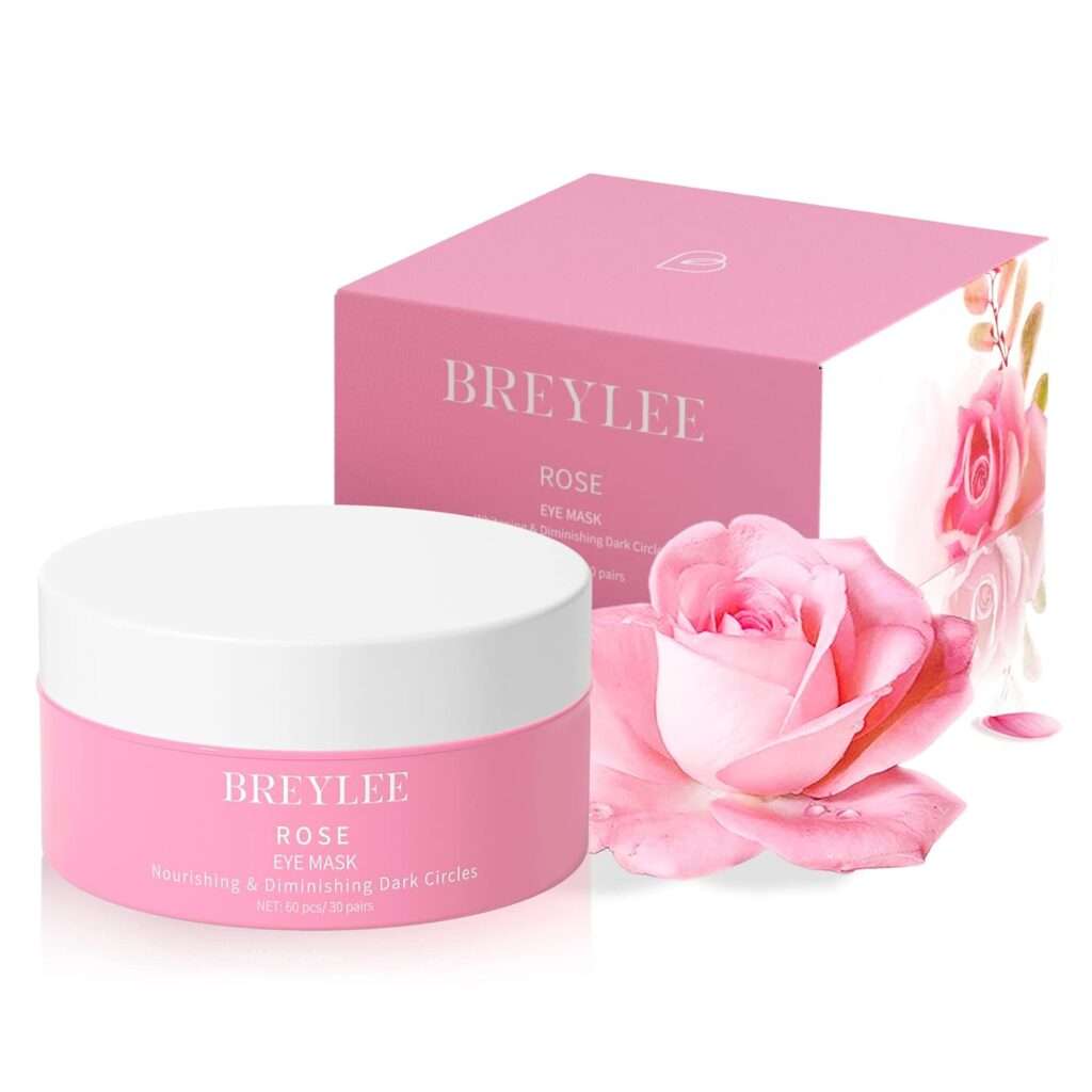 BREYLEE Rose Eye Mask– 60 Pcs - Eye Treatment Mask, Under Eye Bags Treatment, Under Eye Masks for Puffy Eyes, Anti-Aging,Anti-Wrinkle and Fine Lines, Under eye Dark Circles