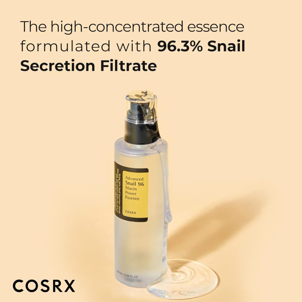 COSRX Snail Mucin 96% Power Repairing Essence 3.38 fl.oz 100ml, Hydrating Serum for Face with Snail Secretion Filtrate for Dull Skin Fine Lines, Korean Skincare