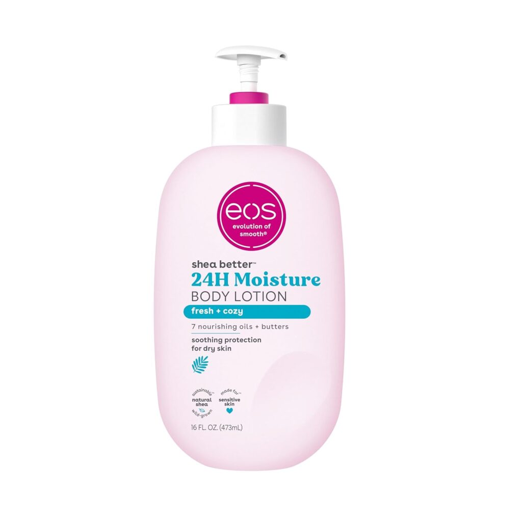 eos Shea Better Body Lotion- Vanilla Cashmere, 24-Hour Moisture Skin Care, Lightweight  Non-Greasy, Made with Natural Shea, Vegan, 16 fl oz