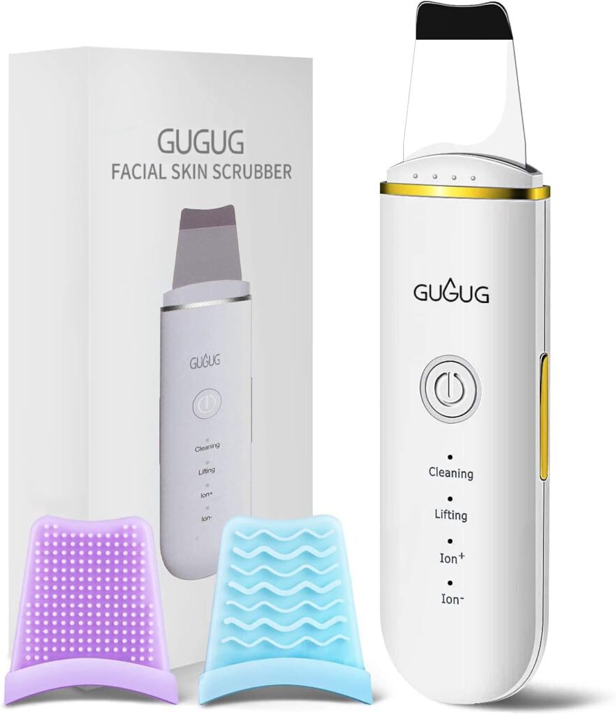 GUGUG Skin Scrubber Face Spatula Skin Spatula Pore Cleaner Blackhead Remover Tools for Facial Deep Cleansing-4 Modes -White