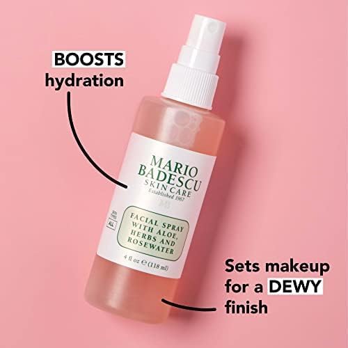 Mario Badescu Facial Spray with Aloe, Herbs and Rose Water for All Skin Types, Face Mist that Hydrates, Rejuvenates Clarifies