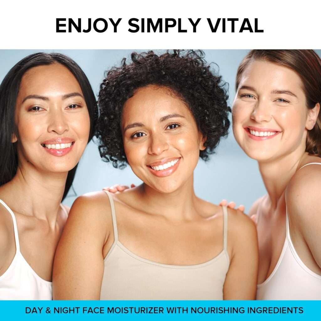 SimplyVital Face Moisturizer Collagen Cream - Anti Aging Neck and Décolleté - Made in USA Day  Night Face Cream - Moisturizing, Lifting  Recovery – 1.7oz