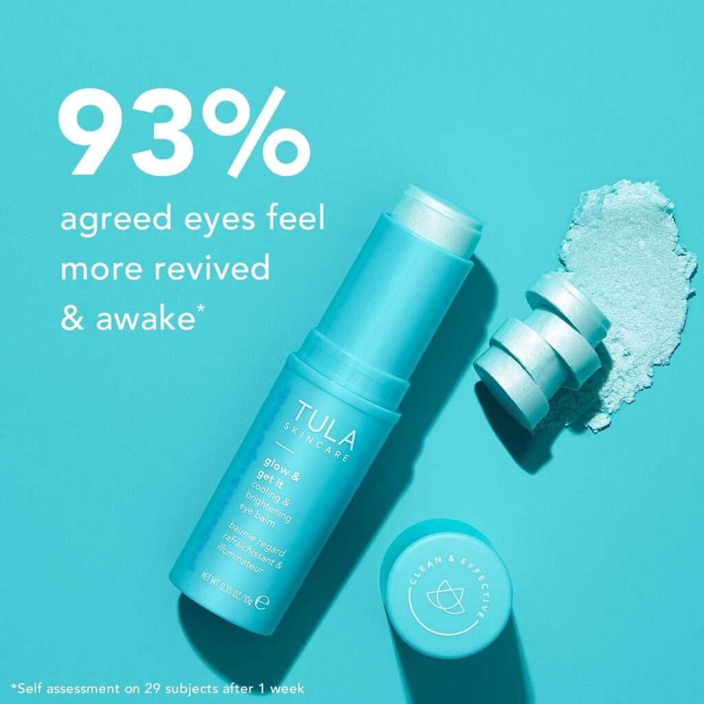 TULA Skin Care Eye Balm Glow  Get It - Dark Circle Treatment, Instantly Hydrate and Brighten Undereye Area, Portable and Perfect to Use On-the-go, 0.35 oz.